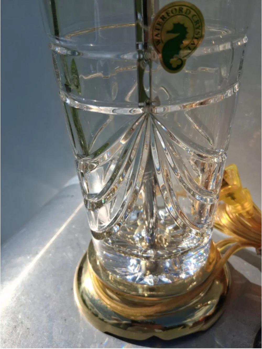 Pair Waterford Crystal and Brass Table Lamps Never Used